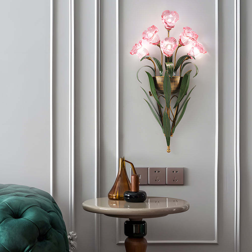 Bouquet Leaves Pastoral American Wall Lamp