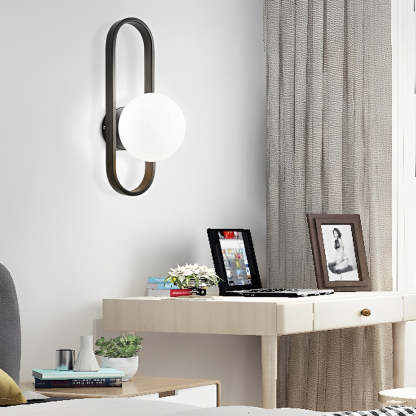 Creative Glass Shade Elliptical Iron Modern Wall Lights Fixture Wall Lamp-Lighom