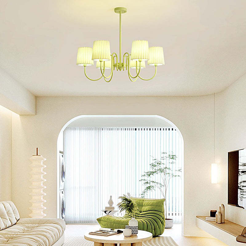 Pleated Fabric Retro Pastoral Green French Style Chandelier Hanging Lights-Lighom