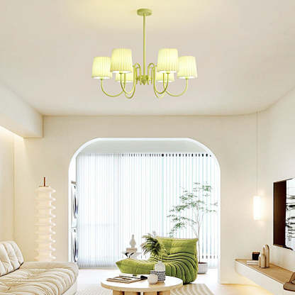 Pleated Fabric Retro Pastoral Green French Style Chandelier Hanging Lights-Lighom
