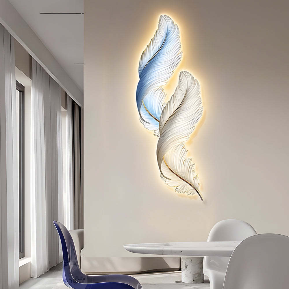 Feather Decorative USB Remote LED Wall Light — White+Blue