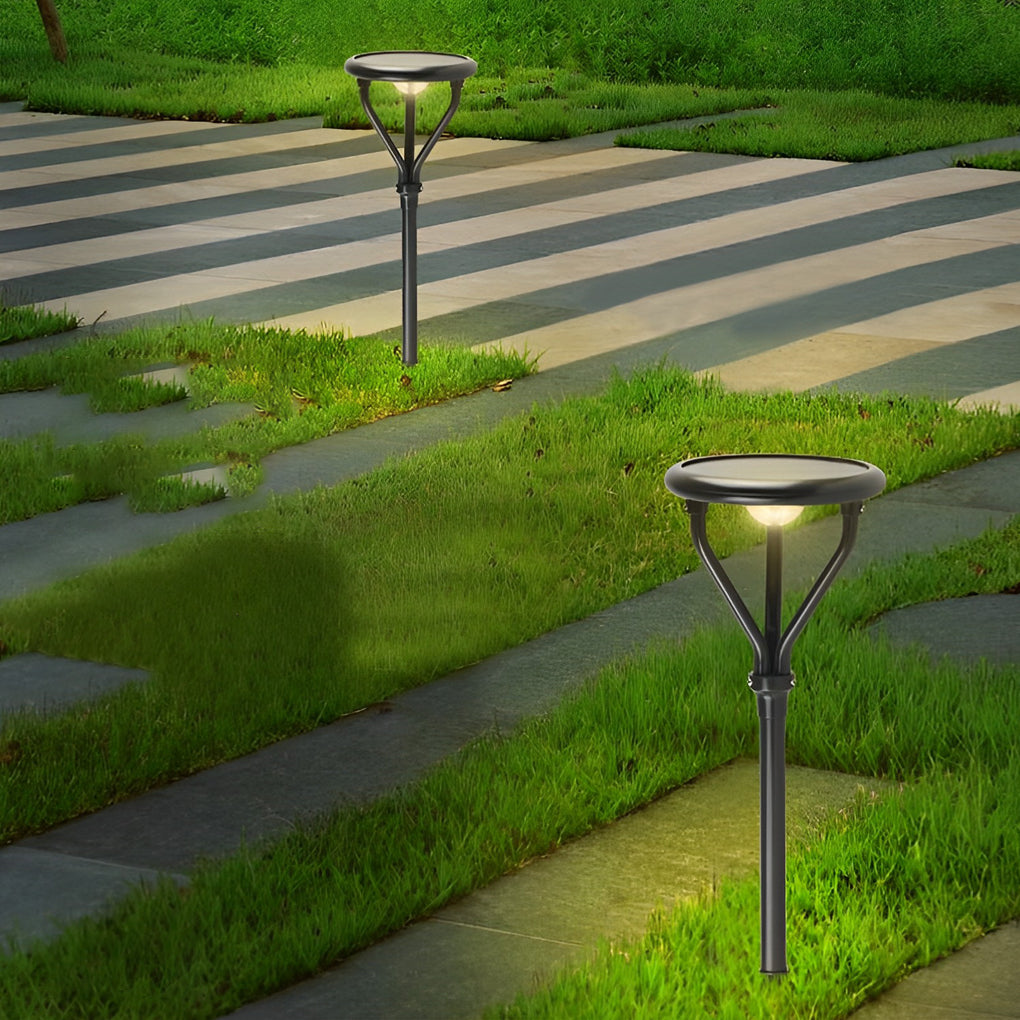 Round Smart Modern Solar Lamp Post Outdoor Light