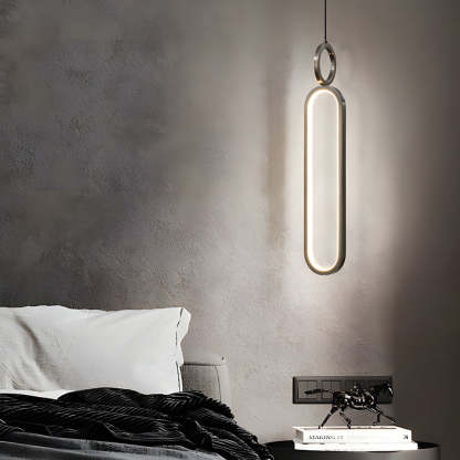 Minimalist Long Oval Ring LED Copper Modern Pendant Light