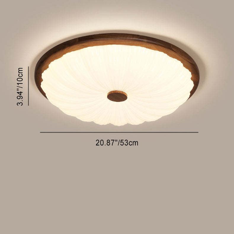 Minimalist Flower Walnut Acrylic LED Flush Mount Light