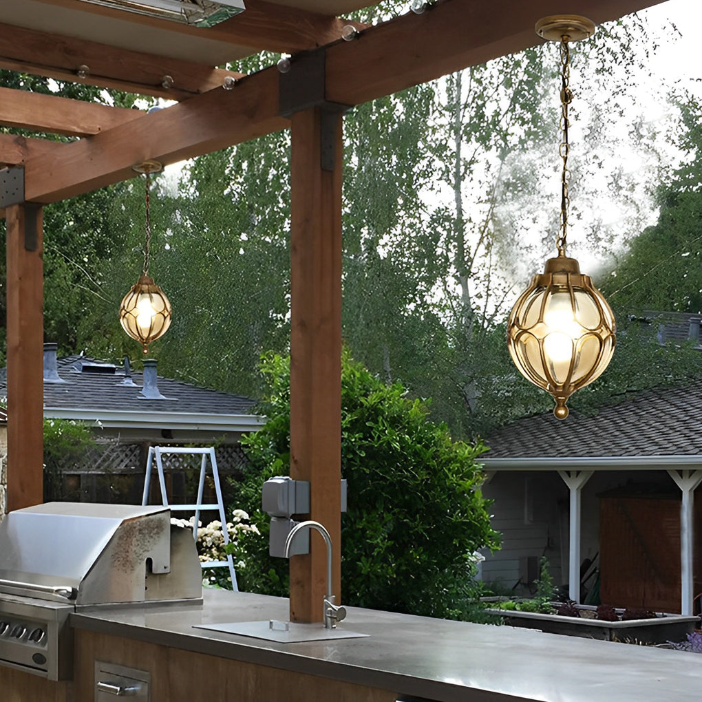 Glass Ball Aluminum Waterproof American Style Outdoor Chandelier Light-Lighom