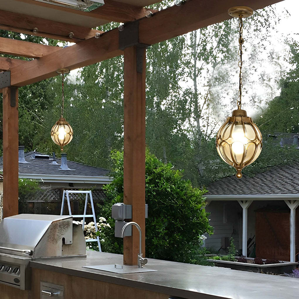 Glass Ball Aluminum Waterproof American Style Outdoor Chandelier Light-Lighom