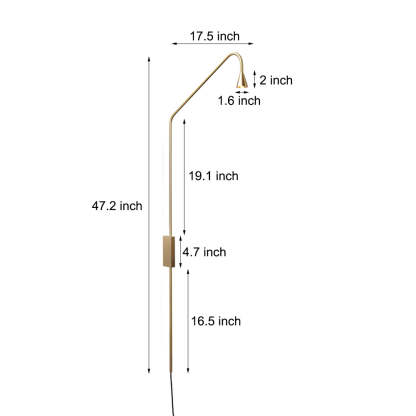 Swing Long Arm Austere Wall Lamp - Black/Gold-Lighom