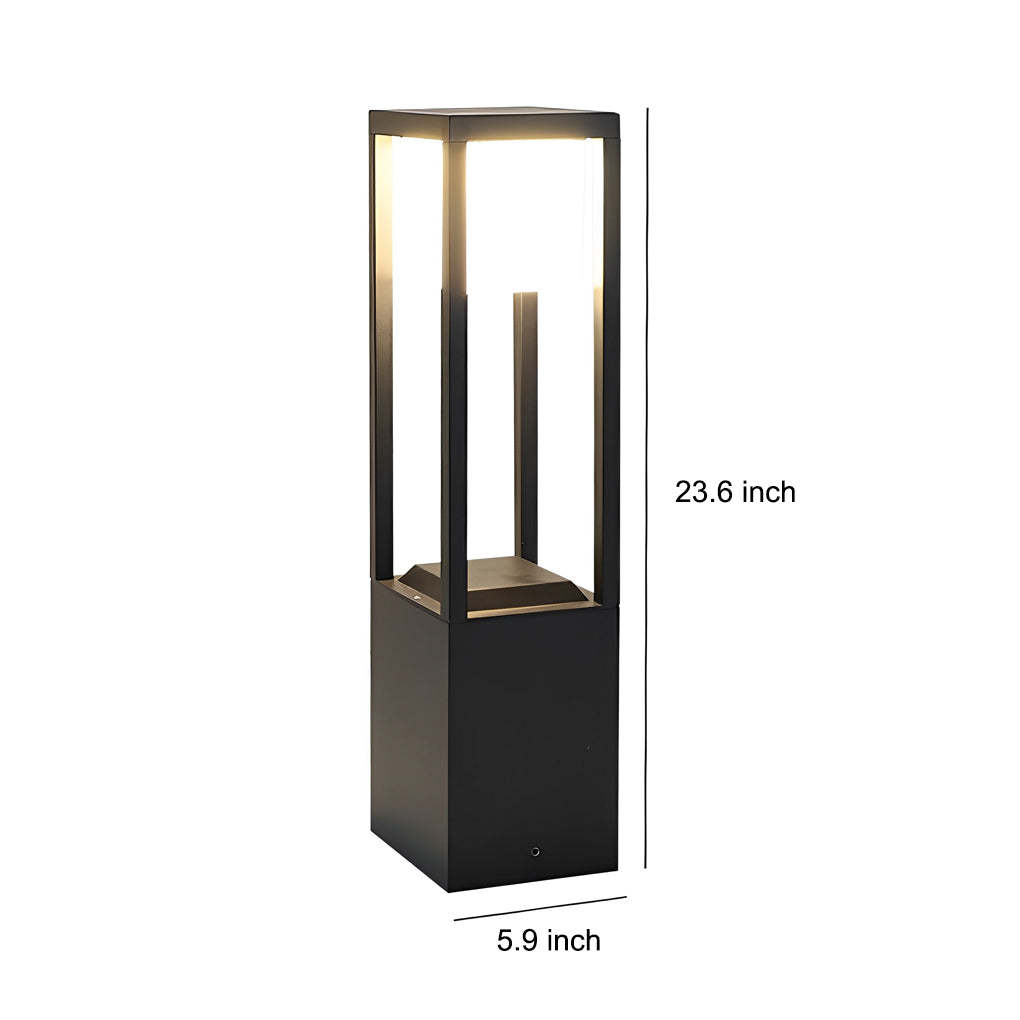Square Aluminum Waterproof LED Black Modern Solar Pathway Lights Lawn Lamp-Lighom
