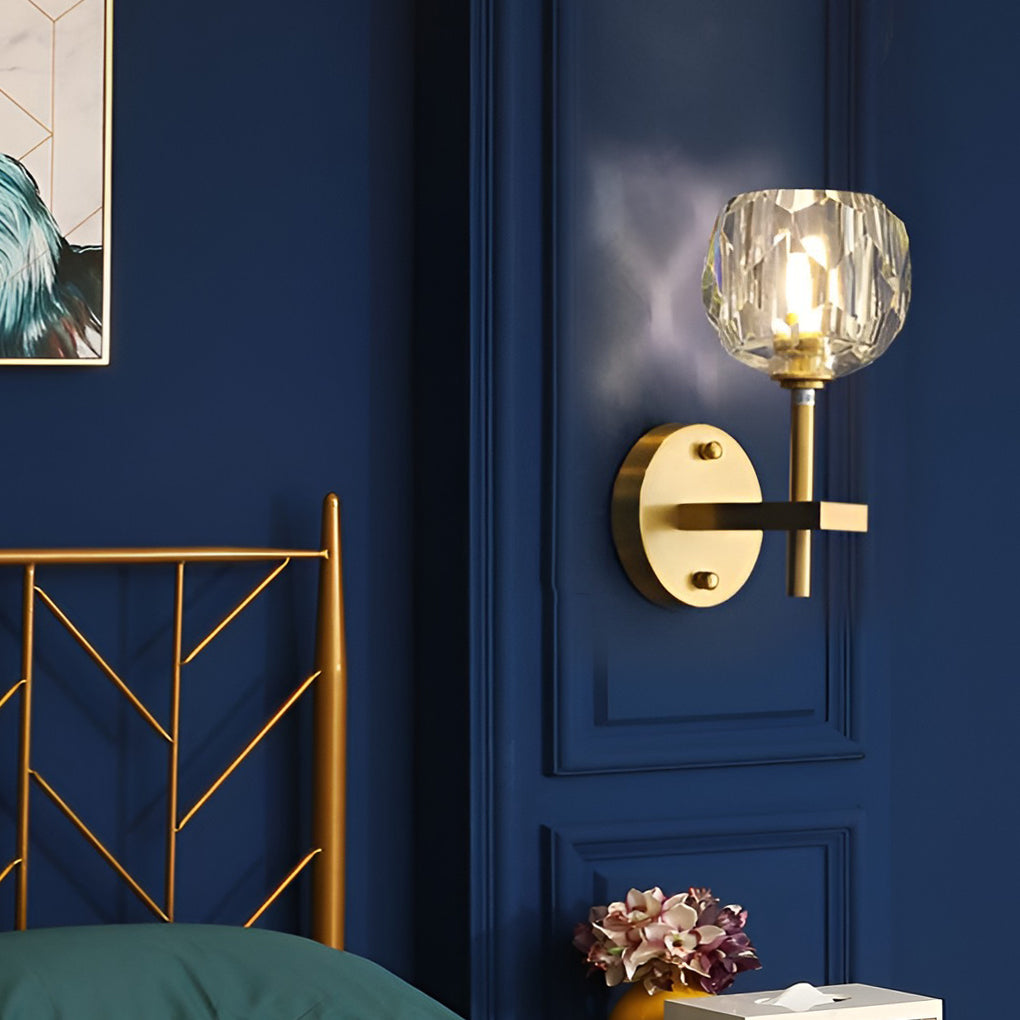 Ball-shaped LED Crystal Gold Postmodern Plug in Sconce Lighting Wall Lamp-Lighom
