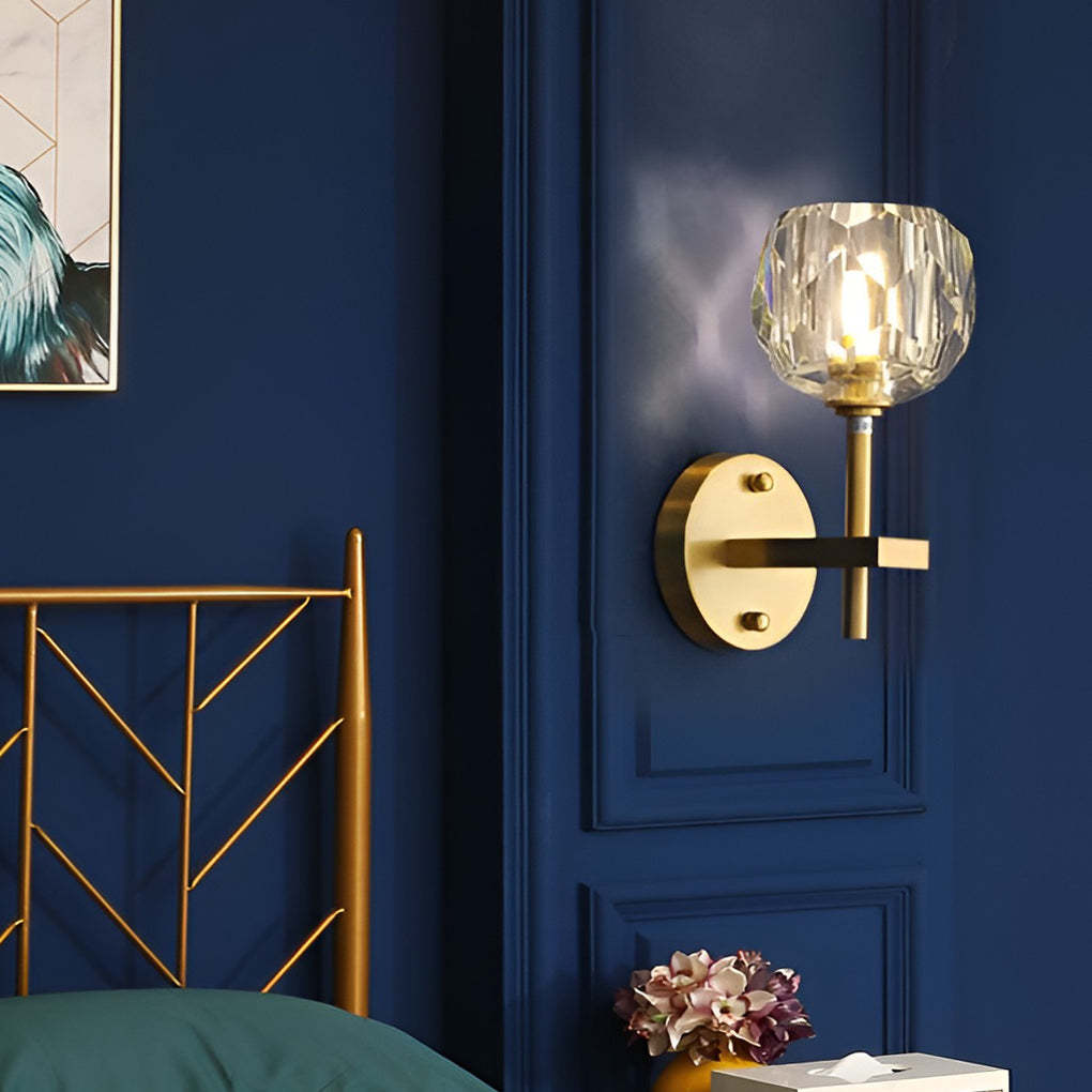 Ball-shaped LED Crystal Gold Postmodern Plug in Sconce Lighting Wall Lamp-Lighom