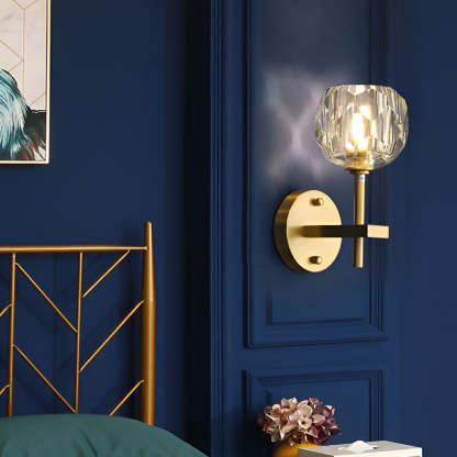 Ball-shaped LED Crystal Gold Postmodern Plug in Sconce Lighting Wall Lamp-Lighom