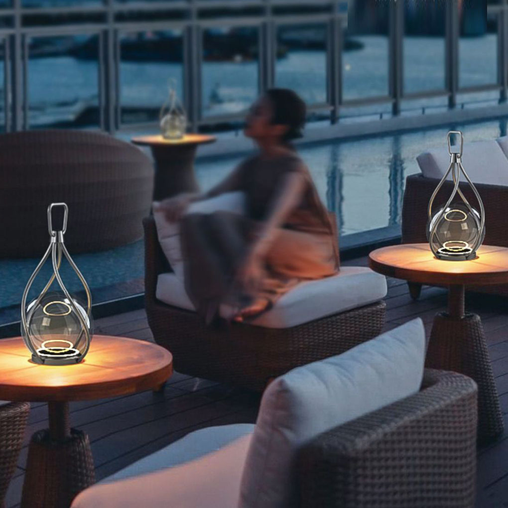 Lighom modern portable night metal outdoor lanterns & lamps — Gray