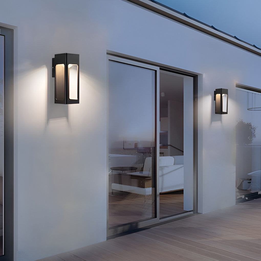 Rectangular IP65 Waterproof 12W LED Black Modern Outdoor Wall Lamp Sconces-Lighom