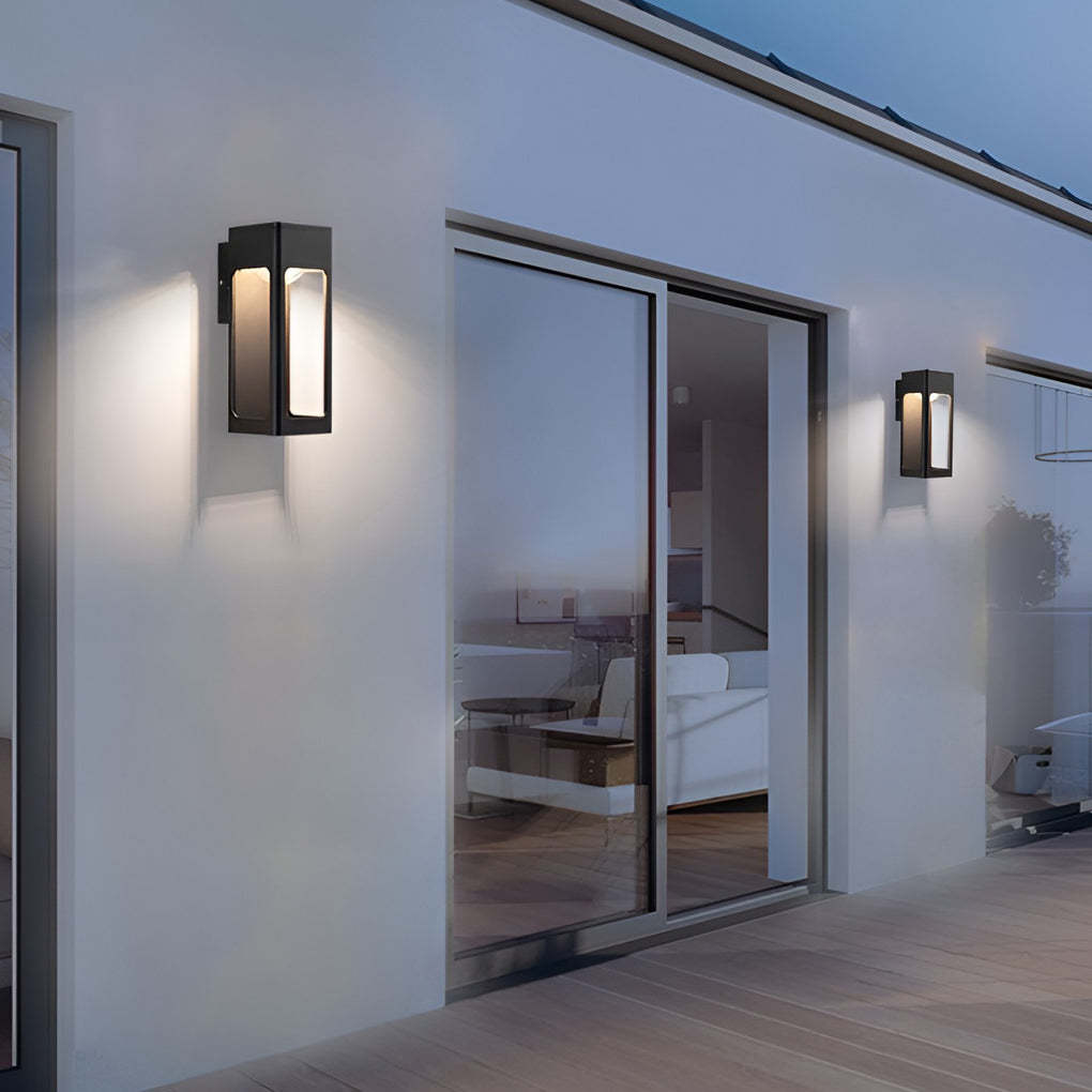 Rectangular IP65 Waterproof 12W LED Black Modern Outdoor Wall Lamp Sconces-Lighom