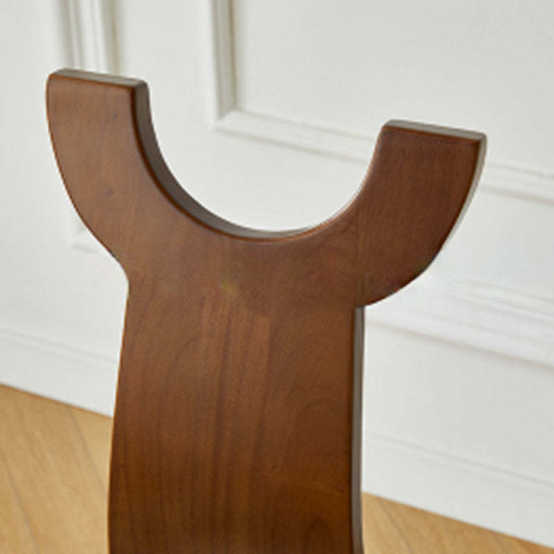 Vintage Cat Scratch Leather Wood Dining Chair — Starburst Black / Cat Scratch Leather