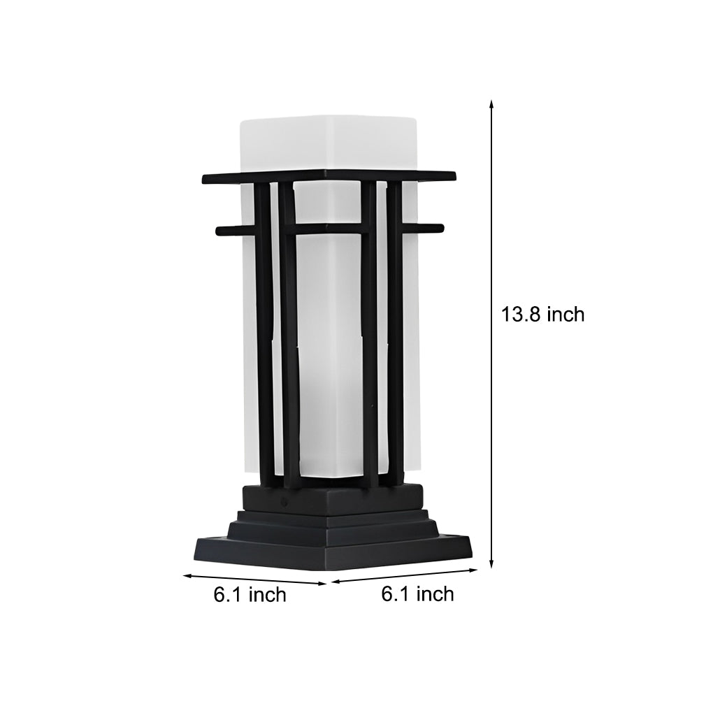 Black Retro Aluminum Post Lights with Frosted Glass Outdoor Waterproof Column Lamps-Lighom