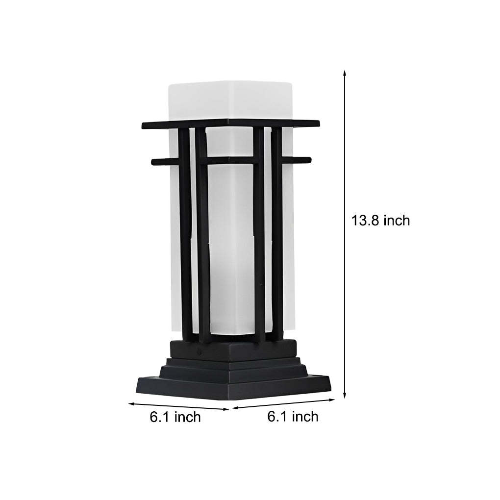 Black Retro Aluminum Post Lights with Frosted Glass Outdoor Waterproof Column Lamps-Lighom