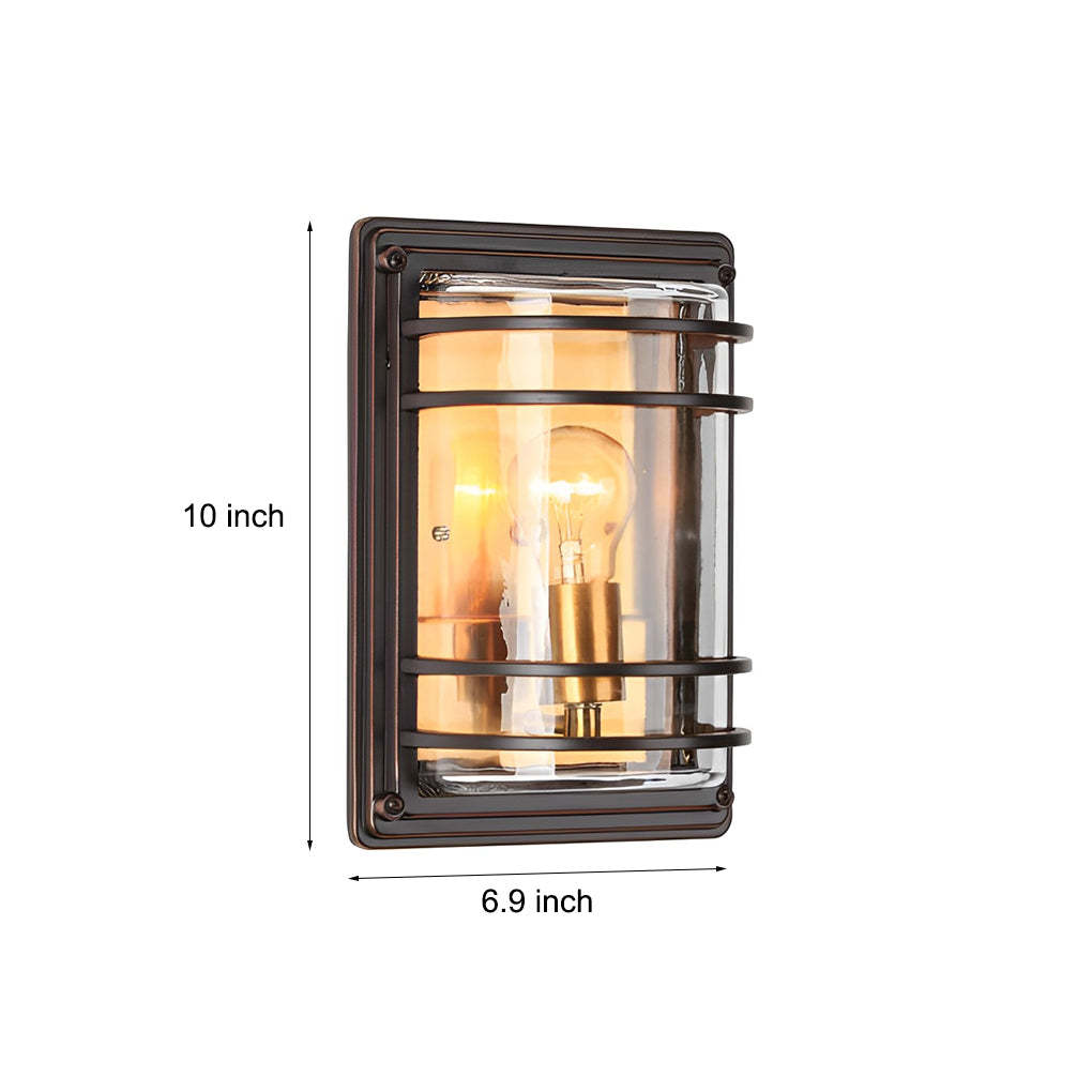 Vintage Aluminum Brown Glass Waterproof Modern Outdoor Wall Light-Lighom