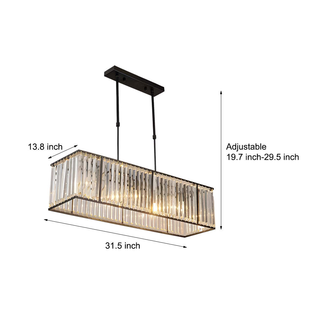 Dimmable Kitchen Island Crystal Rectangle Chandelier