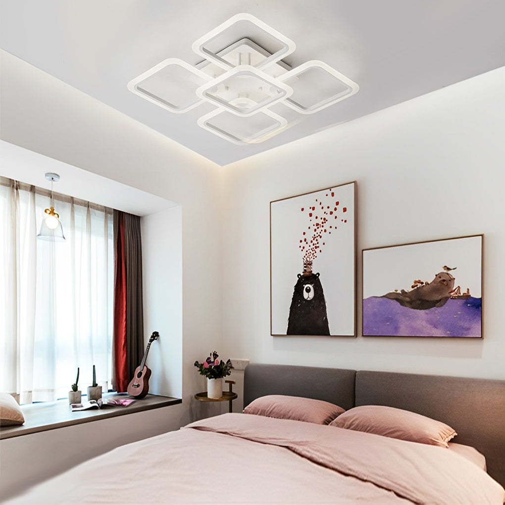 Square Dimmable Remote Modern Ceiling Fixture