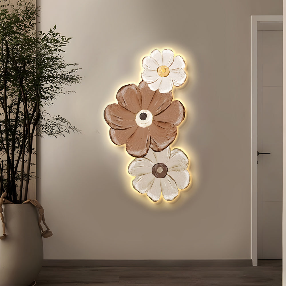 Wood glass decorative luminous wall sconces - modern — 26.8" W x 47.2" H