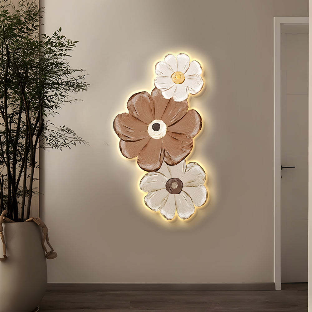 Wood glass decorative luminous wall sconces - modern — 26.8" W x 47.2" H