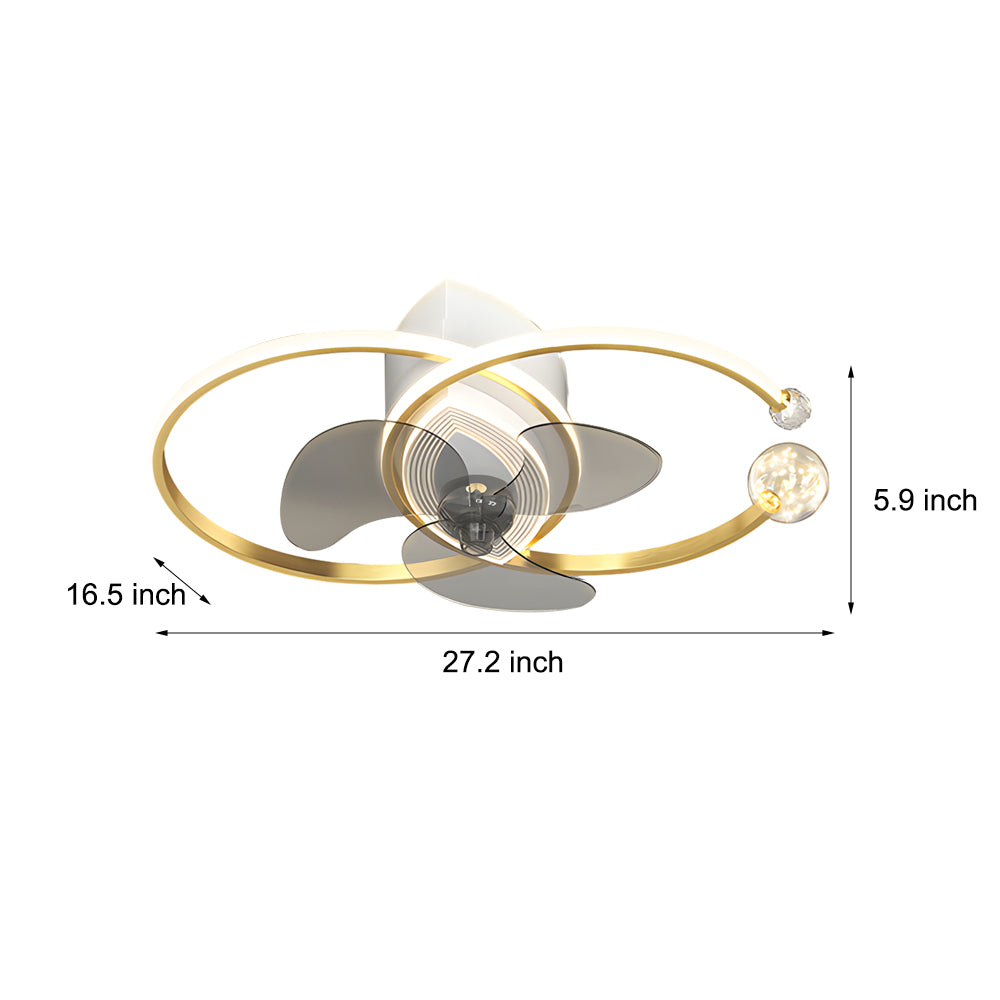 2-Ring Simple 3-Step Modern Bedroom Fan