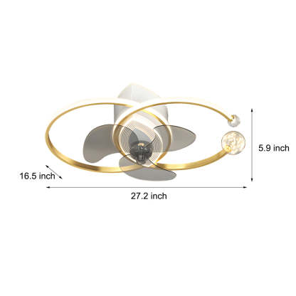 2-Ring Simple 3-Step Modern Bedroom Fan