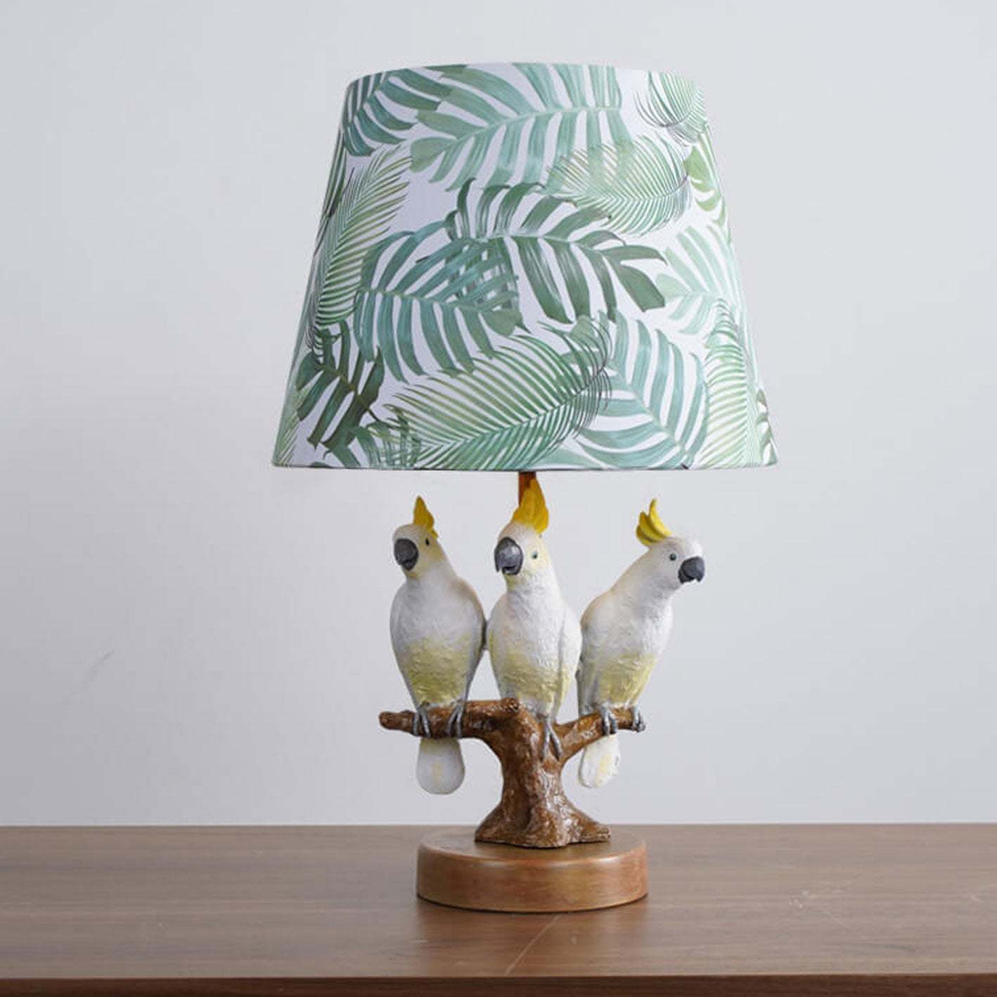 Nordic Leaf Fabric Resin Bird Table Lamp