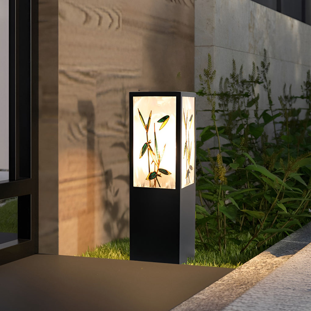 Square Landscape Pattern LED Vintage Solar Path Light — Solar