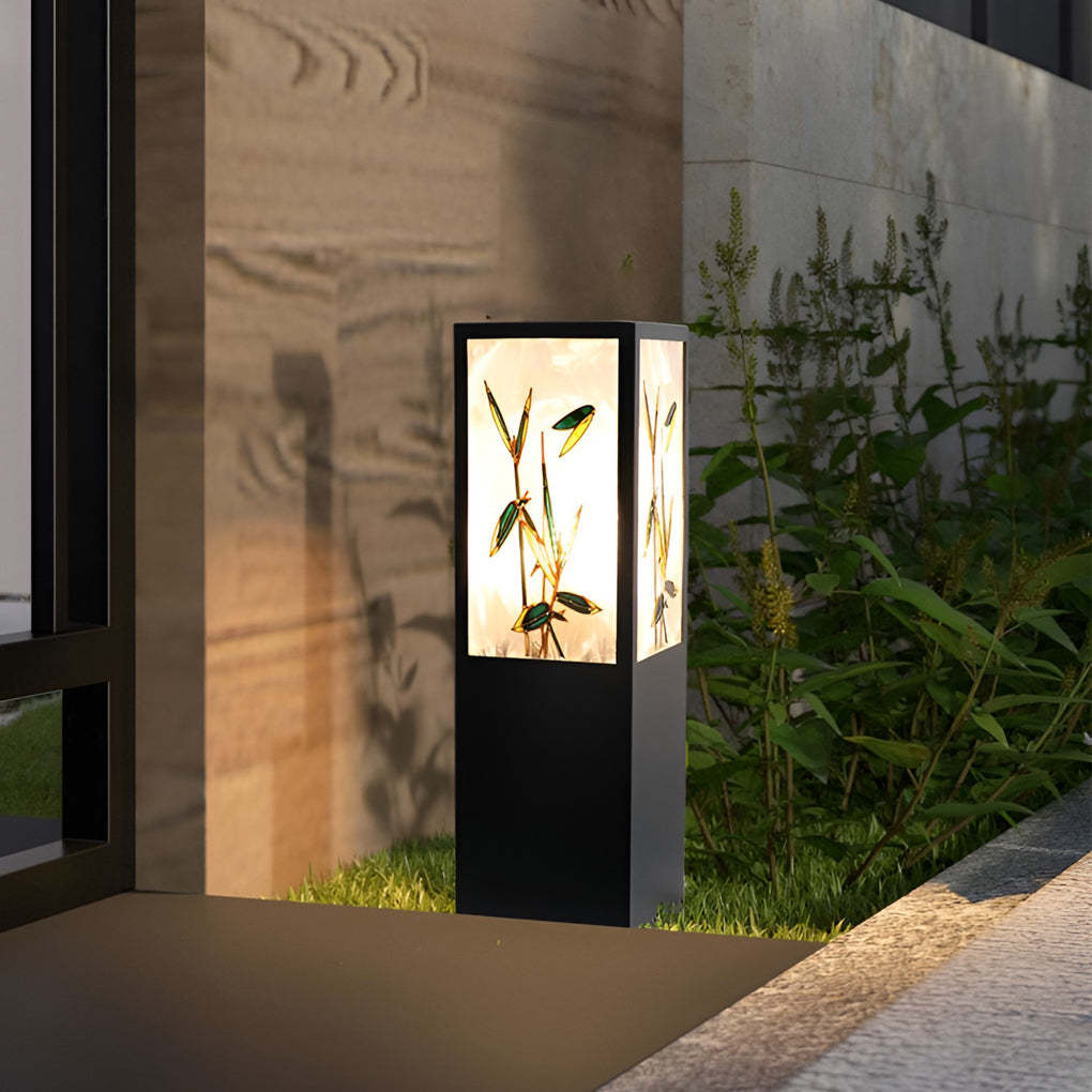 Square Landscape Pattern LED Vintage Solar Path Light — Solar