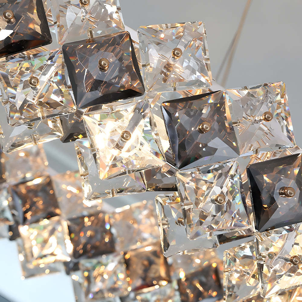 Brass crystal chandeliers for kitchen, Lighom — 33.5" W x 6.3" D x 5.5" H / Long