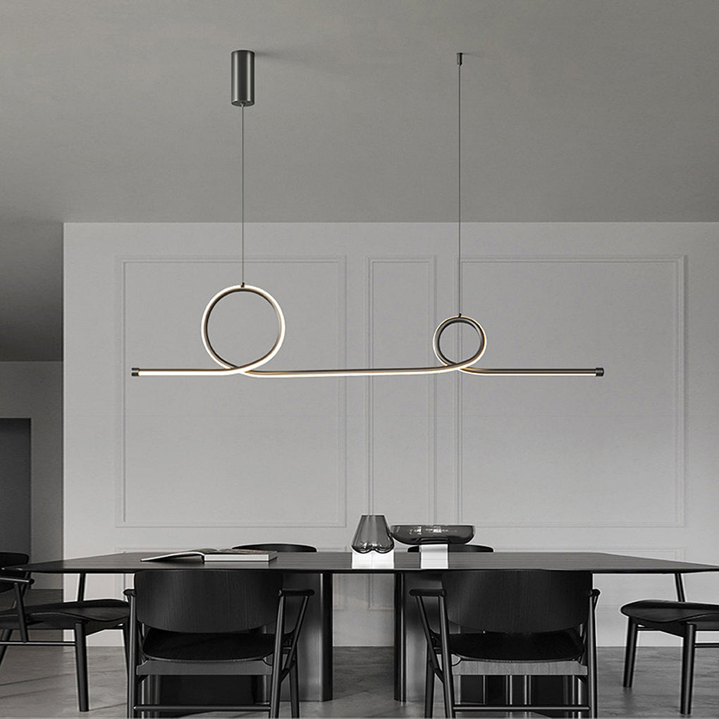 Lighom modern wave circular black pendant lighting in synthetic — Circle / Natural White (4000K) / Matte Black