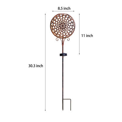 Round Iron Hollow Projection Flowers Screen Waterproof Solar Ground Lights-Lighom