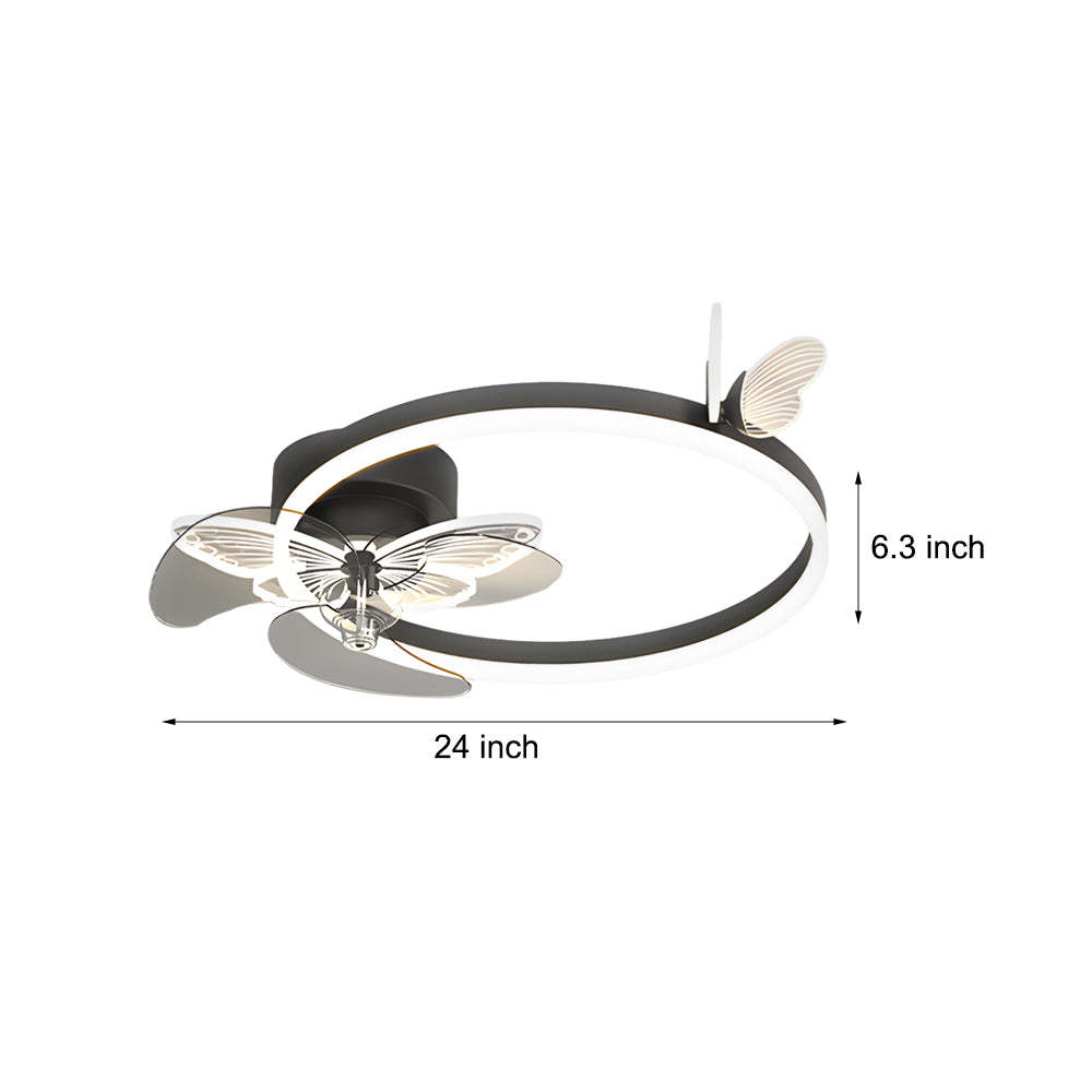 Ring Acrylic Butterflies 3-Step Dimming LED Ceiling Fan