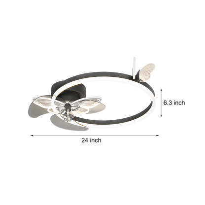 Ring Acrylic Butterflies 3-Step Dimming LED Ceiling Fan