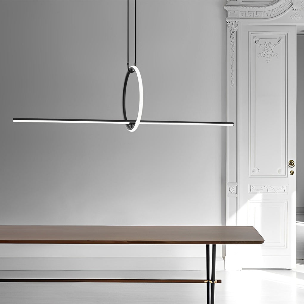 Long Strip Ring Dimmable Minimalist LED Chandelier