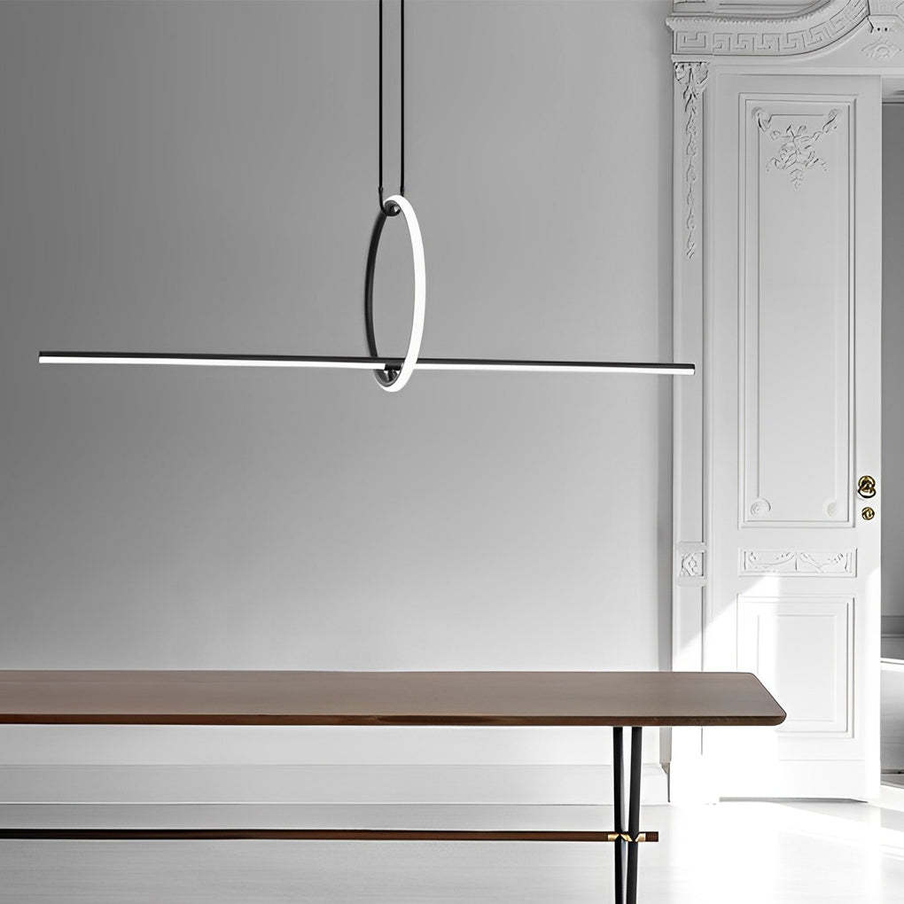 Long Strip Ring Dimmable Minimalist LED Chandelier