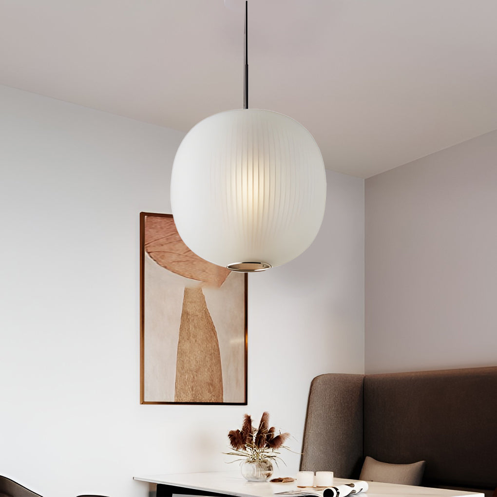 Round Lantern Glass LED Modern Pendant Light