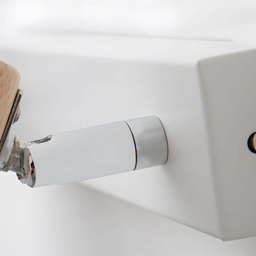 Wood Glass Cone Rotatable Light Wall Sconce, White-Lighom