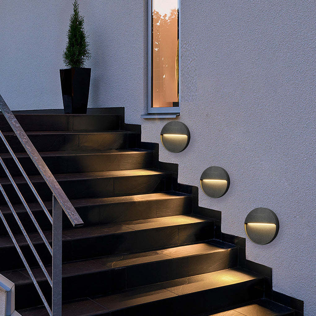 Round Creative Waterproof Stair Lights Outdoor Wall Lights Step Lights Stairway Sconces-Lighom