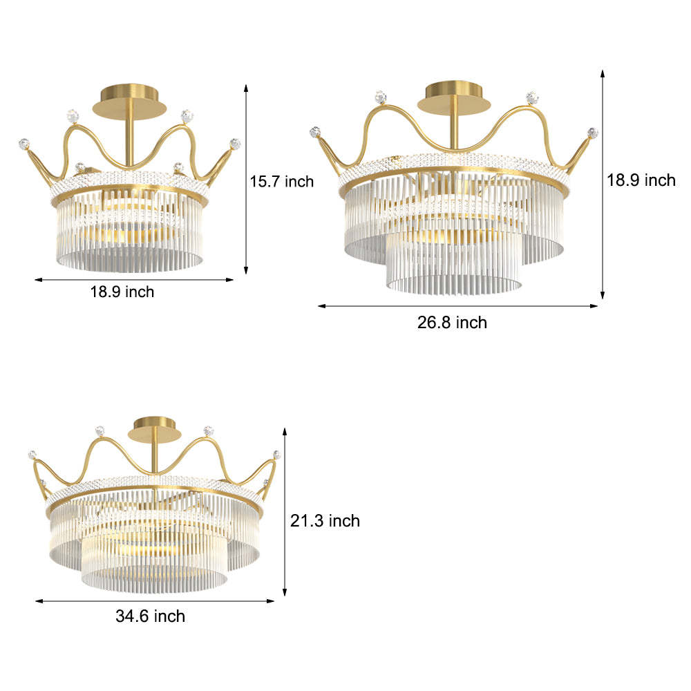 Round Crystal Crown Dimmable Postmodern Chandelier
