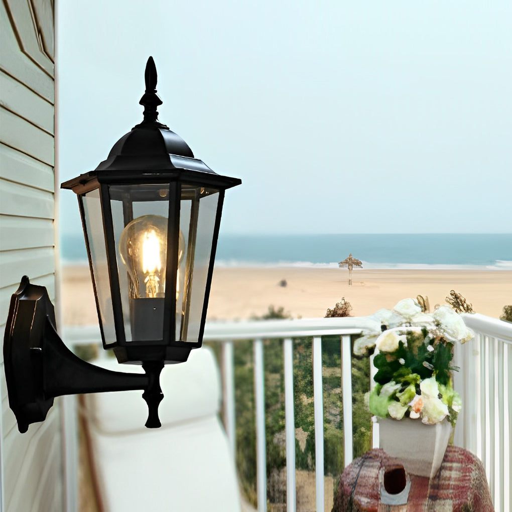 Retro Hexagonal Waterproof European Style Outdoor Wall Lights Wall Lamp-Lighom