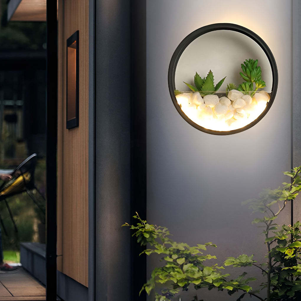 Round Small Artificial Plants Stones 18w LED Modern Outdoor Wall Light-Lighom