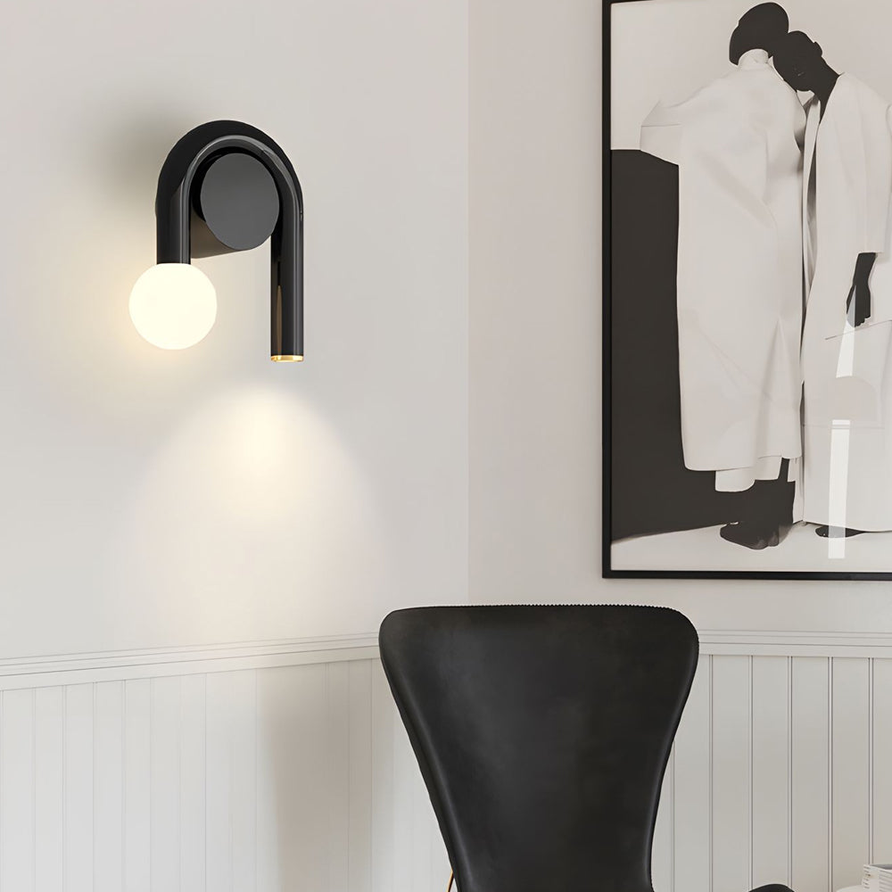 2-Light Arched Iron U-shaped Line Wall Sconce LED Matte Black Bathroom Vanity Lights-Lighom