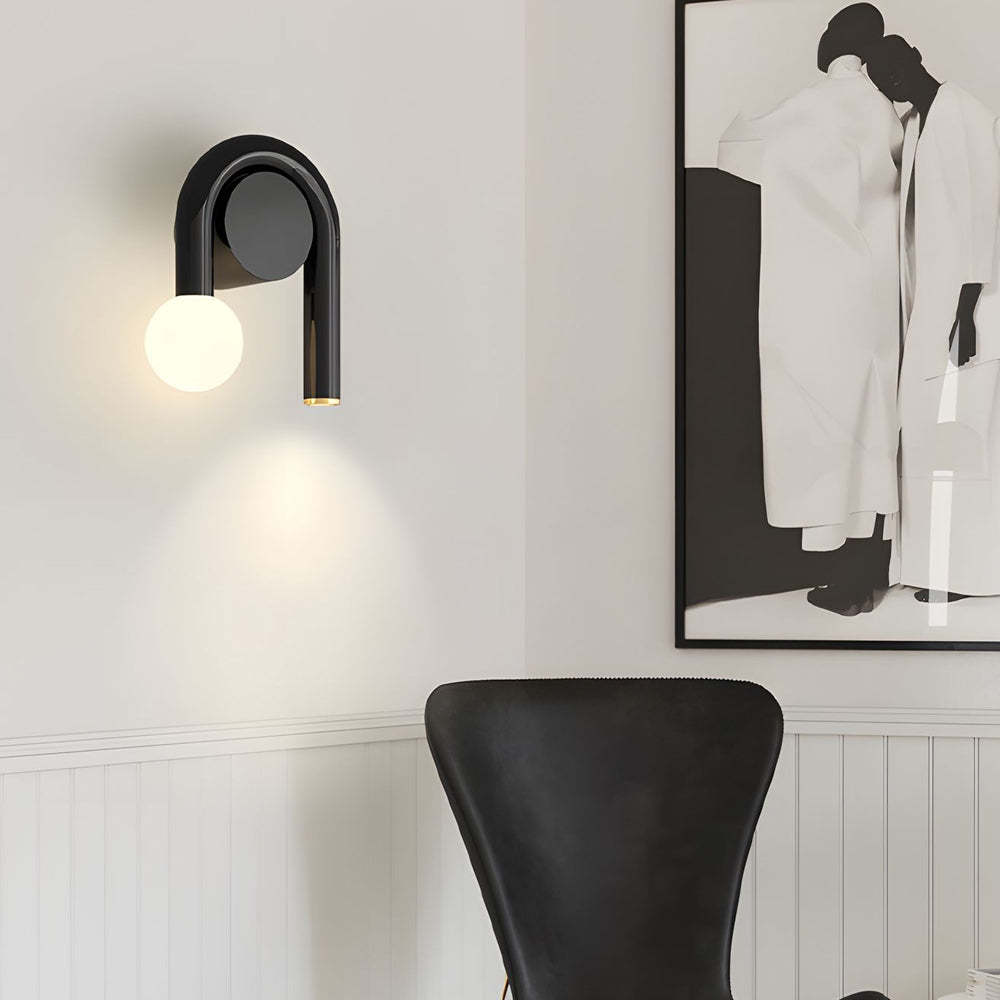 2-Light Arched Iron U-shaped Line Wall Sconce LED Matte Black Bathroom Vanity Lights-Lighom