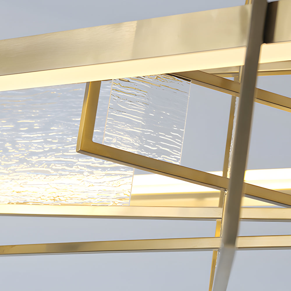 Rectangular Iron Frame Glass LED Chandelier