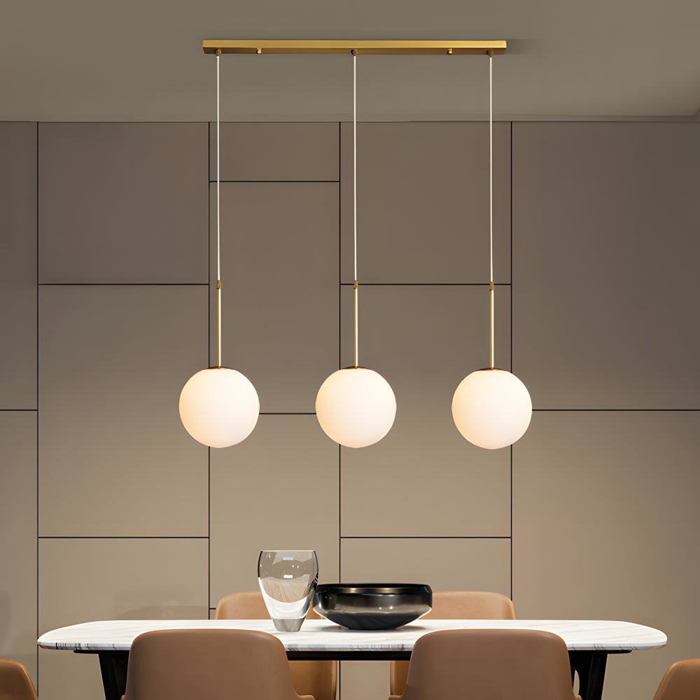 Modern White Glass Globe Gold Island Pendant