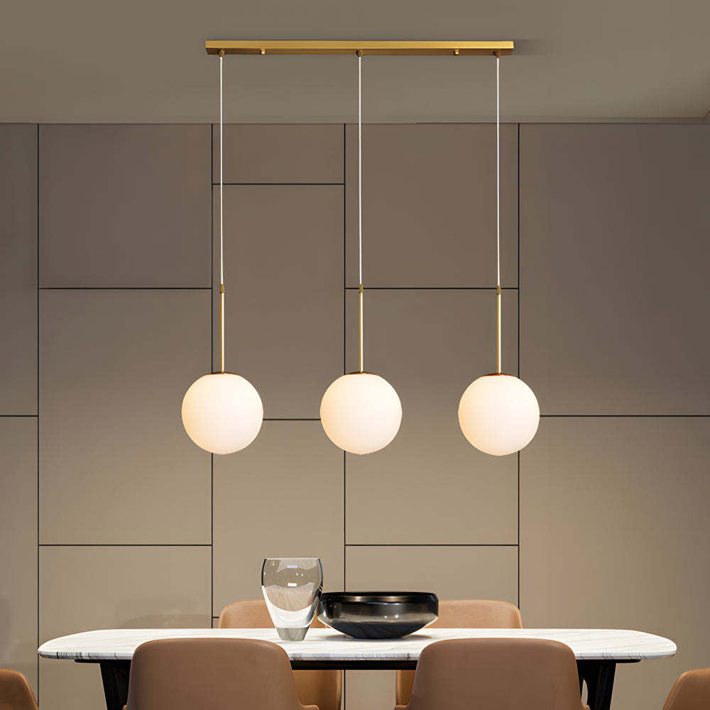Modern White Glass Globe Gold Island Pendant