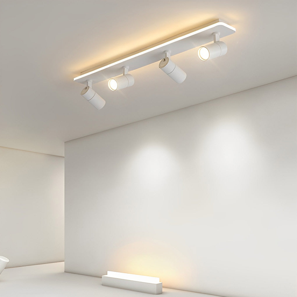 Minimalist Long Strip LED Flush Mount Adjustable Spotlight — White / 4-Light / White